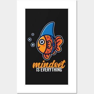 Cute Goldfish Mindset is Everything Be A Goldfish Shark Fin Posters and Art